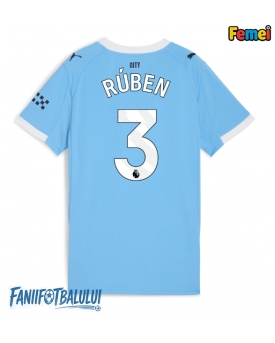 Manchester City Ruben Dias #3 Tricou Fotbal Replică 2025-26 Femei Acasa